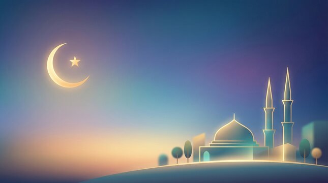 Minimalist Eid al-Adha Islamic Background with Crescent Moon