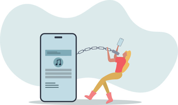 Nomophobia or no mobile phone phobia, smartphone and social media addicted or fear of missing out concept.person's life situation and his activities.