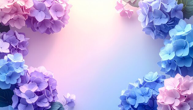 Hydrangea Floral Frame with Copy Space on Soft Background
