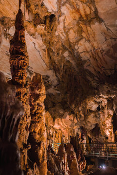 Cave Column and Walkway in Petralona Cave Greece