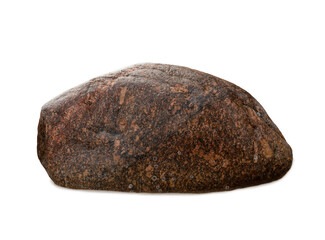 Textured brown granite boulder stone isolated on white background © fotomaster