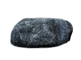 Large dark granite boulder with texture isolated on white © fotomaster