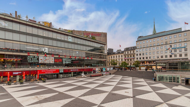 Landscape view in Stockholm, capital of Sweden, in Sergels Torg plaza