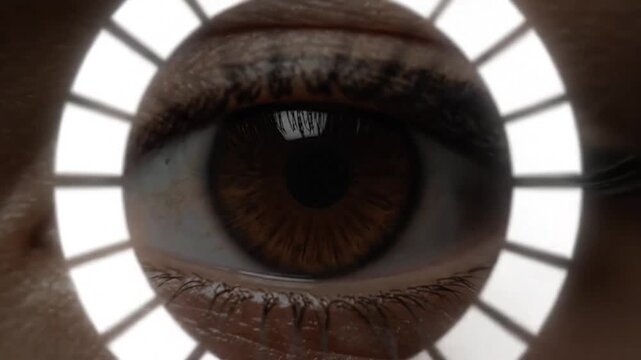 Eye close up iris with circular light pattern
