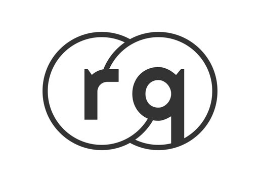RQ business company emblem with outline rounds and letters r q. Logo template of two merged circles for brand identity, logotype. Vector Infinity symbol