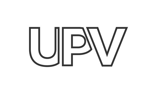 UPV logo design template with strong and modern bold text. Initial based vector logotype featuring simple and minimal typography. Trendy company identity.