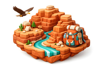 Obraz premium 3D Isometric Grand Canyon National Park Travel Concept