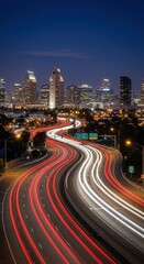 Fototapeta premium Dynamic Cityscape Highway Light Trails At Dusk Capturing Urban Motion