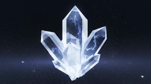 Abstract Crystal Formation with Electric Energy and Shards Flying