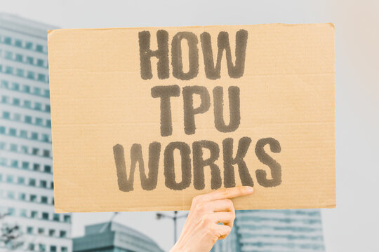 "How TPU Works" A tensor processing unit works by accelerating the dot product operations that form the core of every neural network layer. AI. TPU. COMPUTE. CHIP. TENSOR.