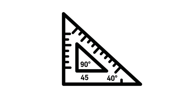 Triangle ruler with degree measurements.