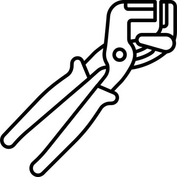 Minimalistic sheet metal hand seamer bending pliers outline icon
