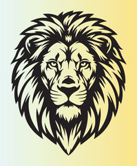 Obraz premium Detailed lion head illustration with fierce expression and intricate mane