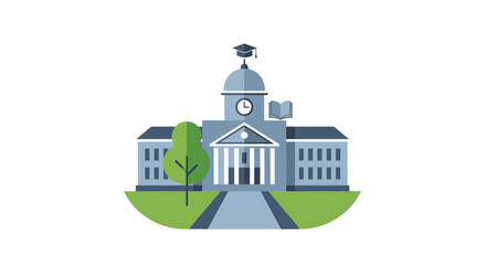 Fototapeta premium University Building Icon Illustration.