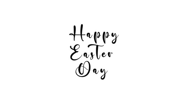 White cursive text 'Happy Easter Day' on a plain black background, celebrating the spring holiday with a festive greeting.