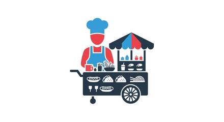 Obraz premium Street Food Vendor with Cart Serving Delicious Meals.