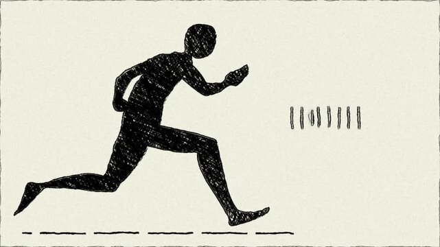 Truth Runner Silhouette Hand Drawn Sketch of Movement