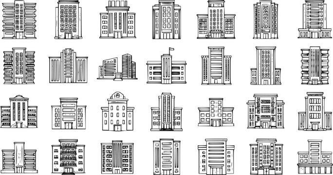 Collection of buildings sketches in vector format