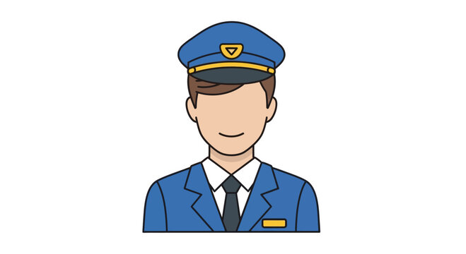 Professional Male Pilot or Captain Avatar in Uniform.