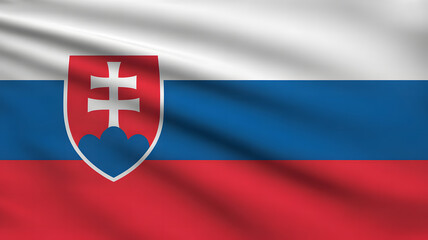 Obraz premium Waving Slovakia national flag with vibrant colors and patriotic symbol, perfect for representing Slovakian pride and cultural identity