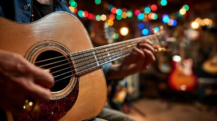 Fototapeta premium Cinco de mayo party music scene with guitar and festive decorations