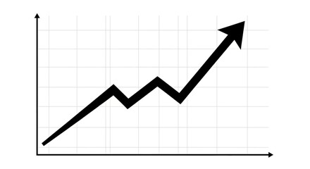 Obraz premium Black upward trending graph with arrow indicating growth.