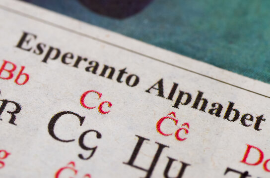 Close up of Esperanto alphabet with accented characters