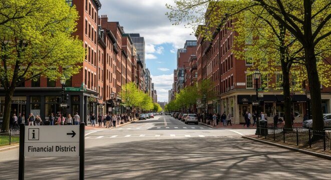 Historic Beacon Hill Streets In The Financial District Of Boston Massachusetts