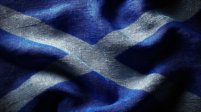 Scotland flag saltire national symbol wavy fabric