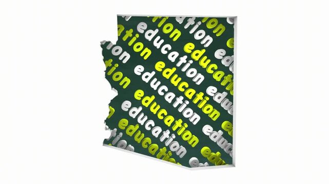 Arizona AZ Education School Board District State Map Student Learning 3d Animation