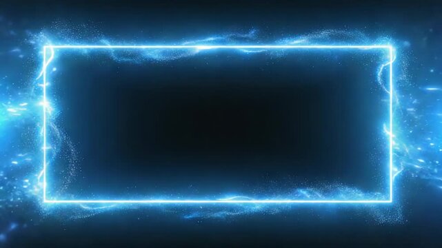 Glowing electric blue energy frame on black background