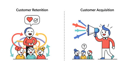 Fototapeta premium Balancing Business Growth Strategic Focus on Customer Retention and Acquisition Dynamics for Sustainable Success
