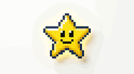 Obraz premium Pixelated happy star with a cheerful face, radiating positivity and light, perfect for game design