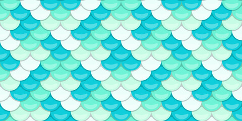 Seamless pattern of turquoise and white scales.  Perfect for textile designs, backgrounds, or mermaidthemed projects. Evokes a sense of ocean tranquility and magical fantasy. © Olena