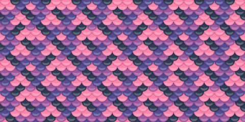 Vibrant mermaid scales pattern in pink and purple hues.  Perfect for textile design, fashion, website backgrounds, or whimsical illustrations. © Olena