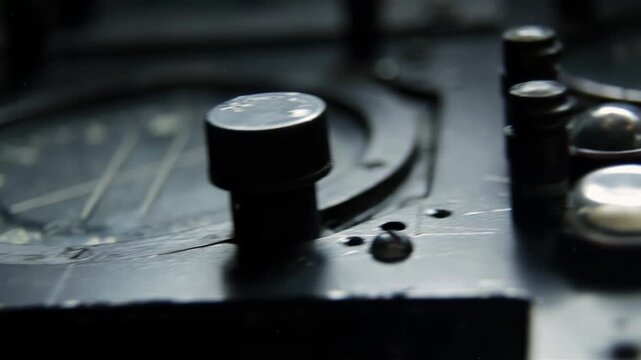 Close Up Of Gauges And Switches Inside Antique Military Plane - 4K