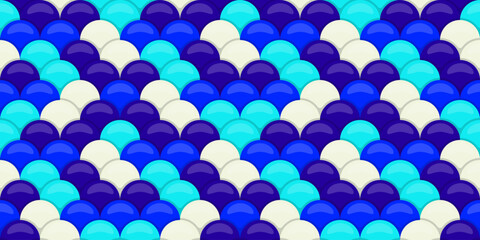 Abstract seamless pattern of overlapping colorful circles, reminiscent of scales or fish skin. © Olena