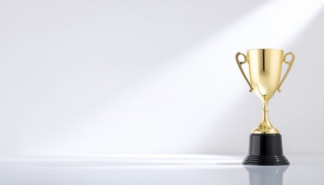 Isolated 3d illustration of a golden trophy cup representing first place victory and success for the best champion in a sports competition award ceremony