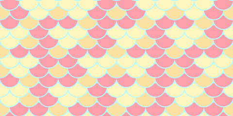 Pastel pink and yellow fish scale pattern.  Perfect for whimsical backgrounds, branding, textile design, or femininethemed projects. © Olena