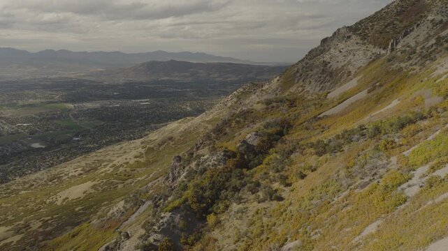 An aerial shot of the foothills above Utah Valley, Uinta National Forest, UT