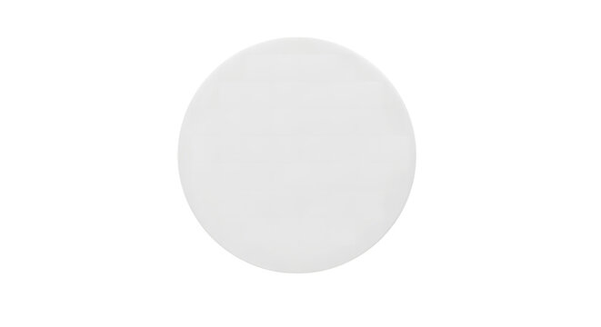 A simple and elegant white ceramic dinner plate with a smooth surface and a classic round shape isolated on transparent background