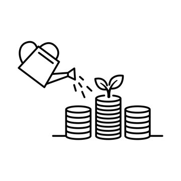 Dividend Yield Minimalist Black Line Vector Icon Illustration: A Clean Hand-Drawn Scalable Graphic Representing Financial Growth, Investment Returns, and Stock Market Earnings on White Background