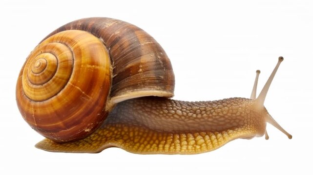 Realistic Snail with Spiral Shell Isolated on White