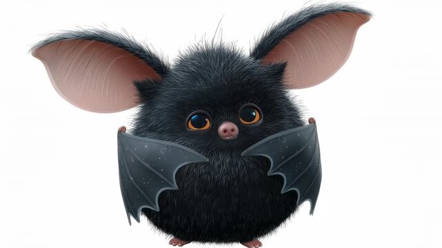 Black Furry Bat with Large Wings