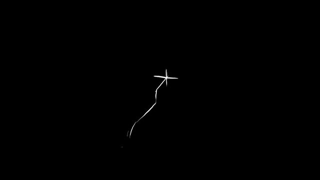 Star shaped crack spreading in all directions with white strokes on black background. Stock animation of cracked glass plastic or ice in 4K.