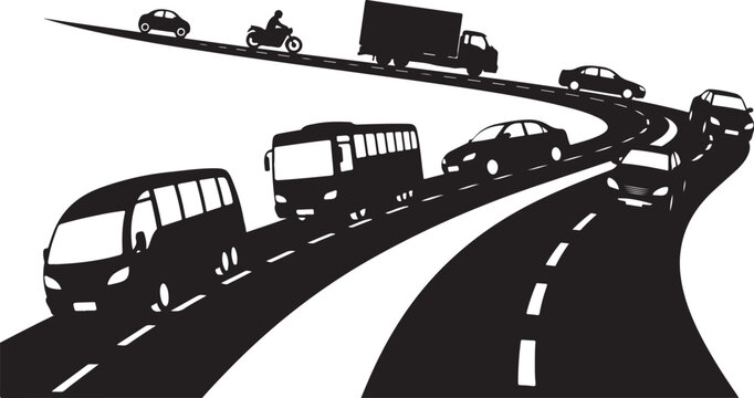 Vehicles Traveling on a Highway Road System