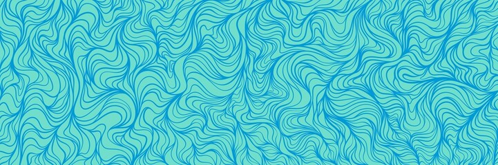 Obraz premium Vibrant turquoise-aqua seamless wavy contour texture with beautiful organic swirls. Tropical and fresh feel ideal for summer collections, beach branding, cosmetics, pool design