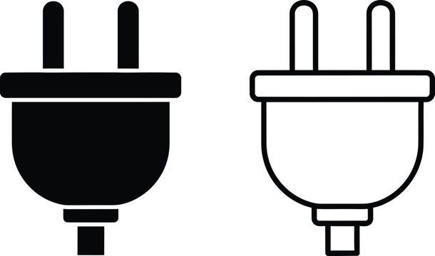 Black and white electrical plug icons Vector