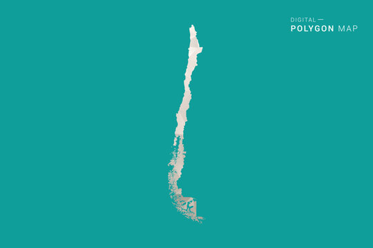 Chile Map - Green and Gray Polygon Vector Illustration, Low Poly Geometric Design with Clean Minimal Style on Solid Background for Infographic Use.