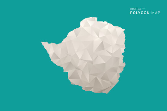 Zimbabwe Map - Green and Gray Polygon Vector Illustration, Low Poly Geometric Design with Clean Minimal Style on Solid Background for Infographic Use.